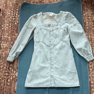 BiBi Light Blue Denim Button-Front Mini Dress
